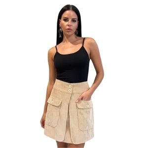 Le Superbe Skirt Xtra Mini Corduroy Utility– Tan Cargo Pocket Mini Skirt